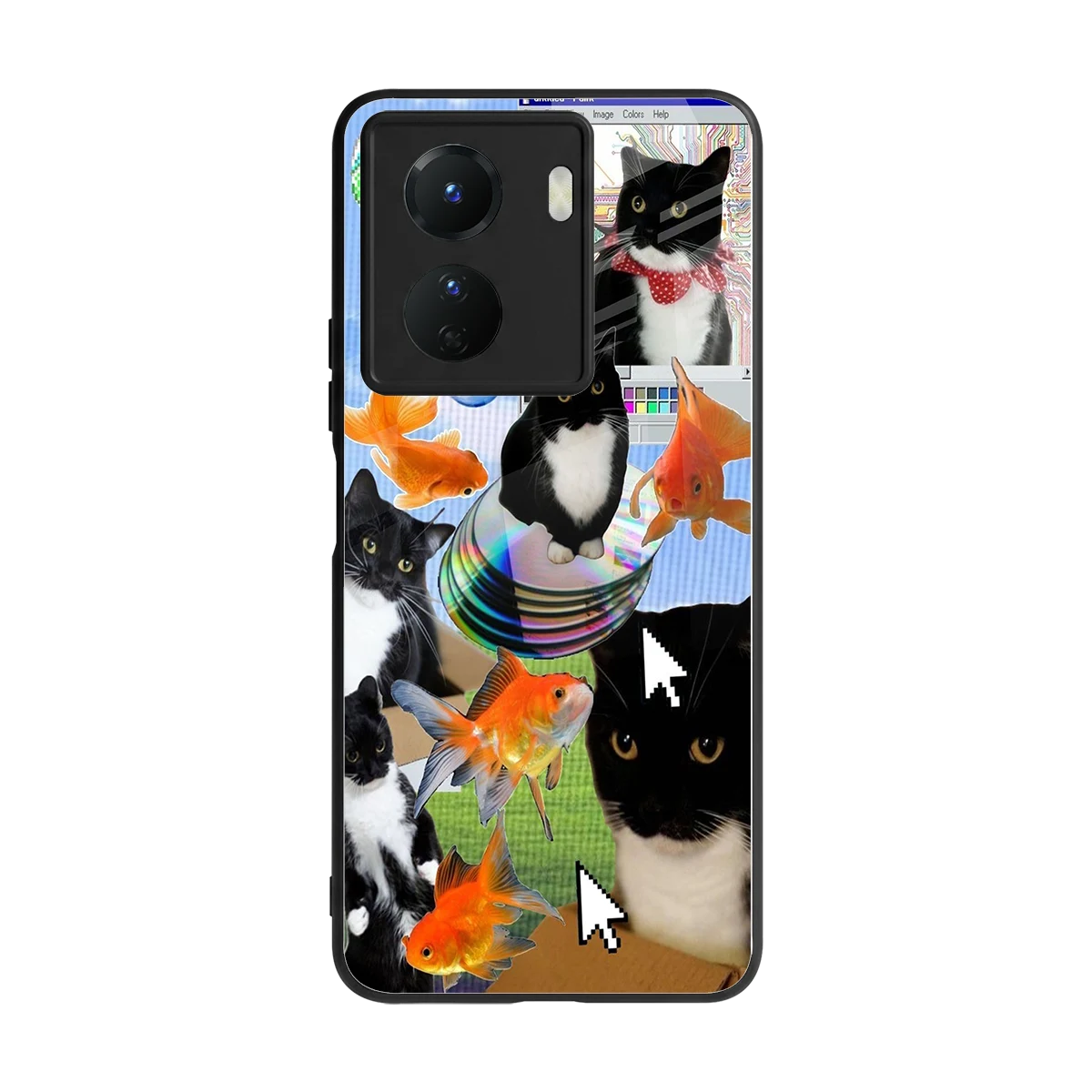 Techno Kitties back phone cover | glass case for vivo y16
