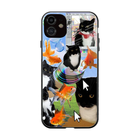 Techno Kitties back phone cover | glass case for iphone 12