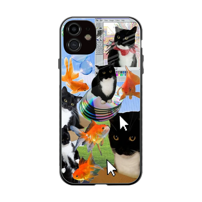 Techno Kitties back phone cover | glass case for iphone 11