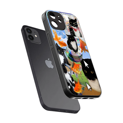 Techno Kitties sleek iphone 12 cover with tempered glass back and TPU edges