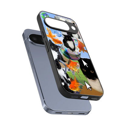 Techno Kitties sleek google pixel 10 cover with tempered glass back and TPU edges