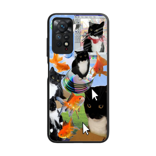 Techno Kitties back phone cover | glass case for redmi note 11 pro