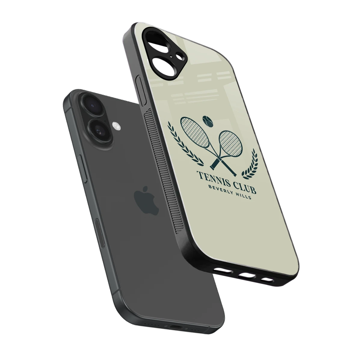 Tennis Club BH sleek iPhone 16 cover with tempered glass back and TPU edges