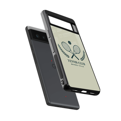 Tennis Club BH sleek google pixel 6a cover with tempered glass back and TPU edges