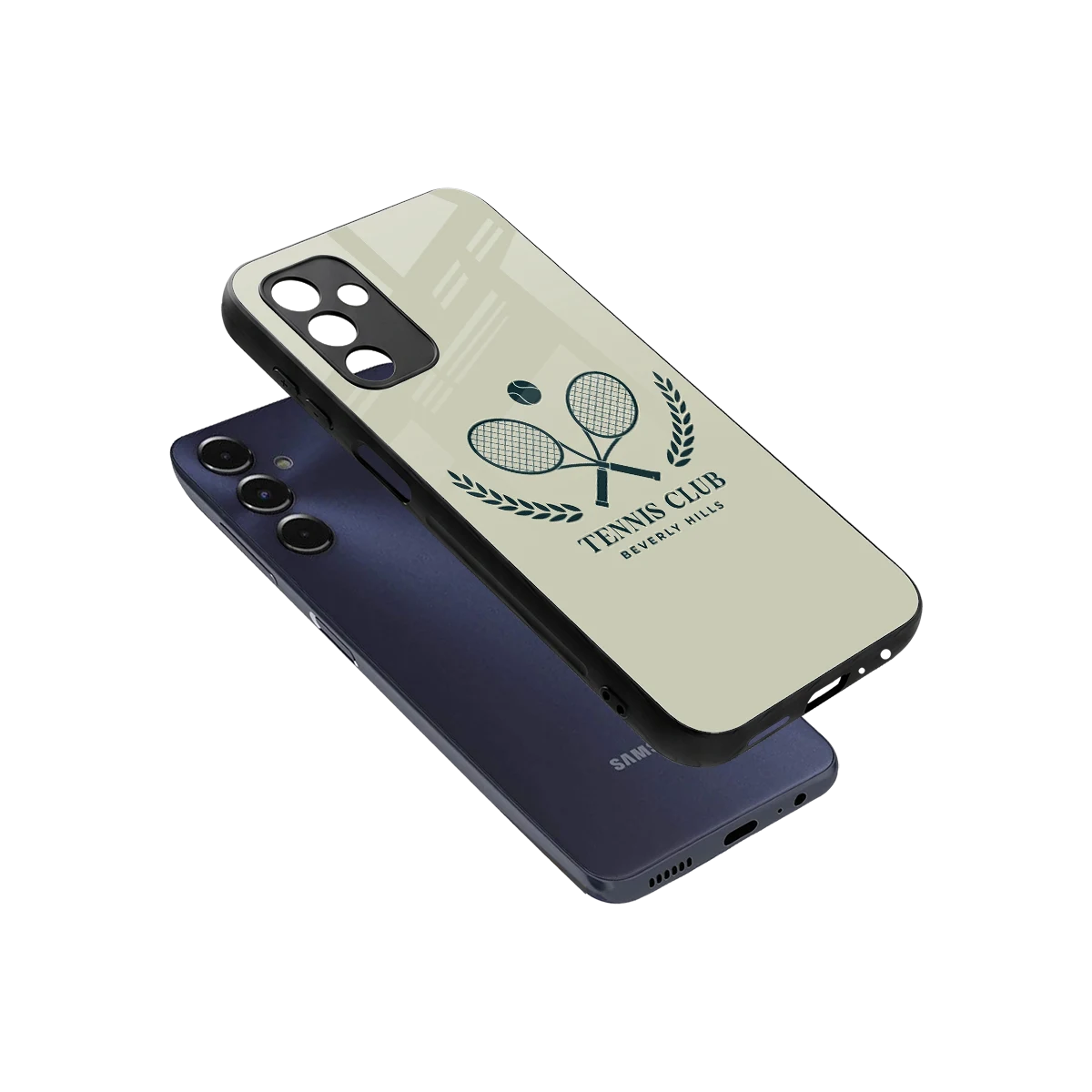Tennis Club BH sleek samsung galaxy m14 5g cover with tempered glass back and TPU edges