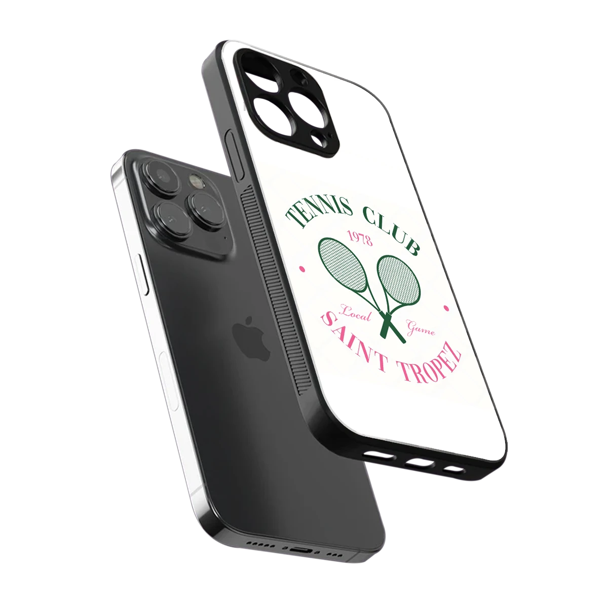 Tennis Club sleek iphone 13 pro cover with tempered glass back and TPU edges