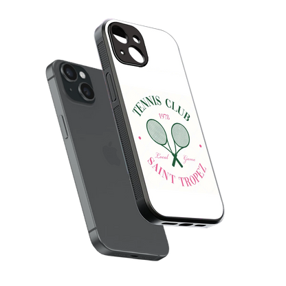 Tennis Club sleek iphone 14 cover with tempered glass back and TPU edges