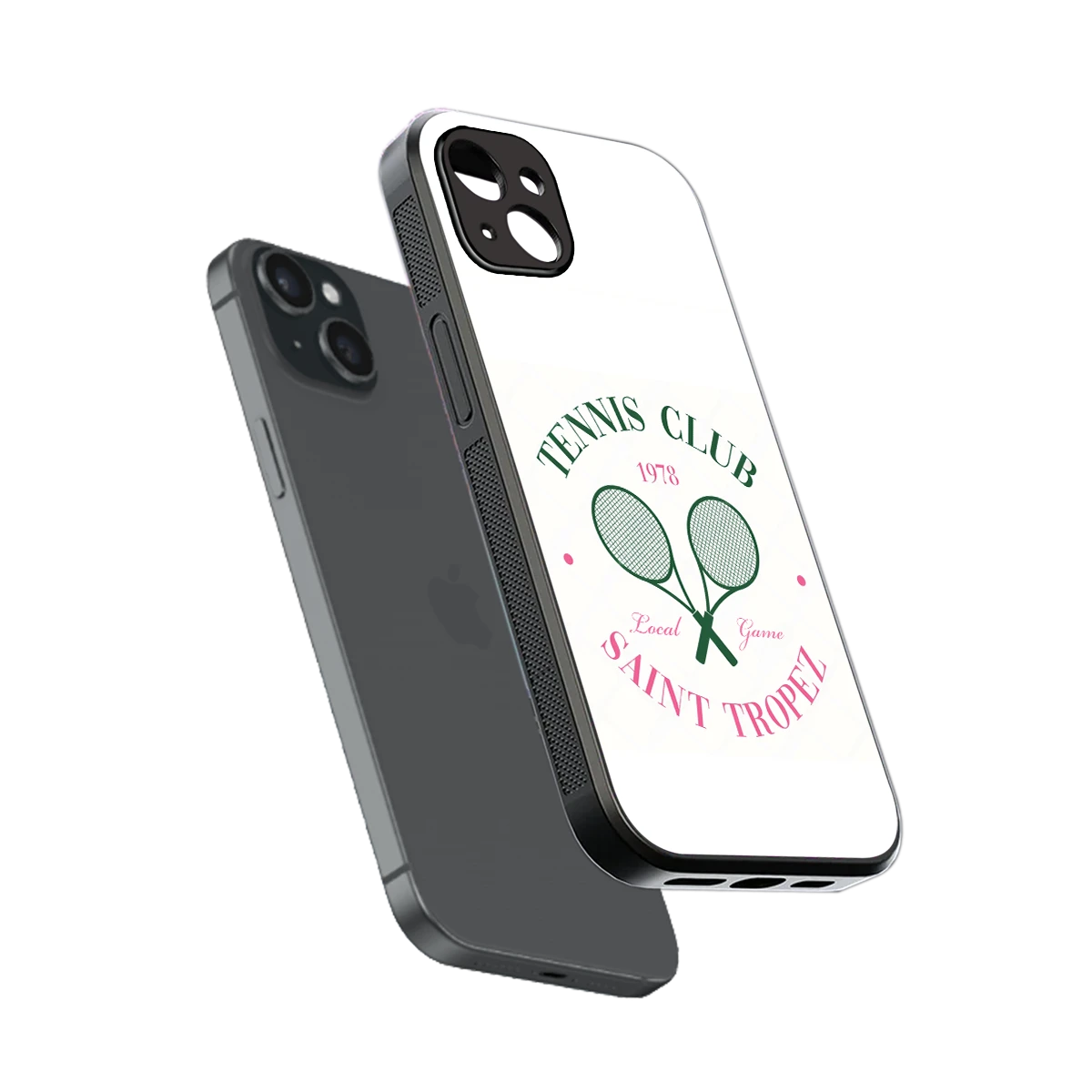 Tennis Club sleek iphone 15 plus cover with tempered glass back and TPU edges
