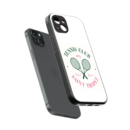 Tennis Club sleek iphone 15 plus cover with tempered glass back and TPU edges