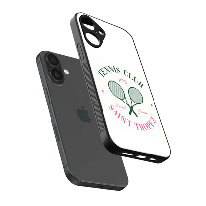 Tennis Club sleek iphone 16 plus cover with tempered glass back and TPU edges