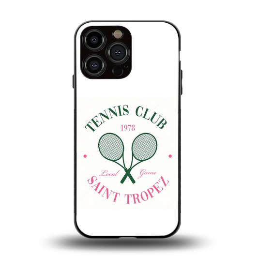 Tennis Club back phone cover | glass case for iphone 16 pro max