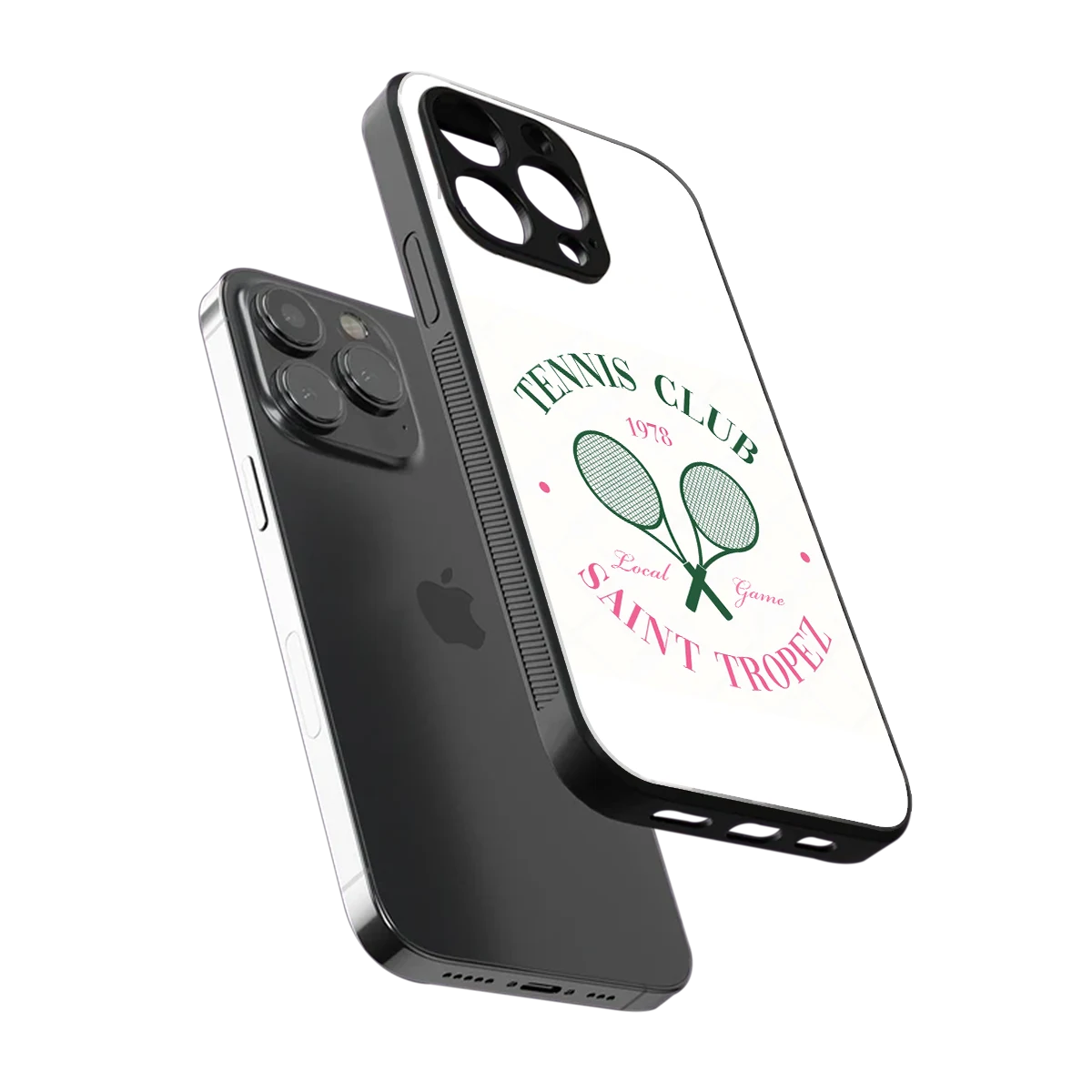 Tennis Club sleek iphone 16 pro max cover with tempered glass back and TPU edges