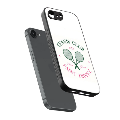 Tennis Club sleek iphone 16e cover with tempered glass back and TPU edges