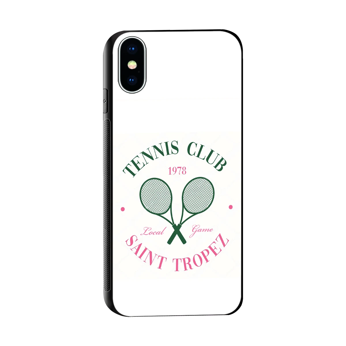 Tennis Club sleek iphone x cover with tempered glass back and TPU edges