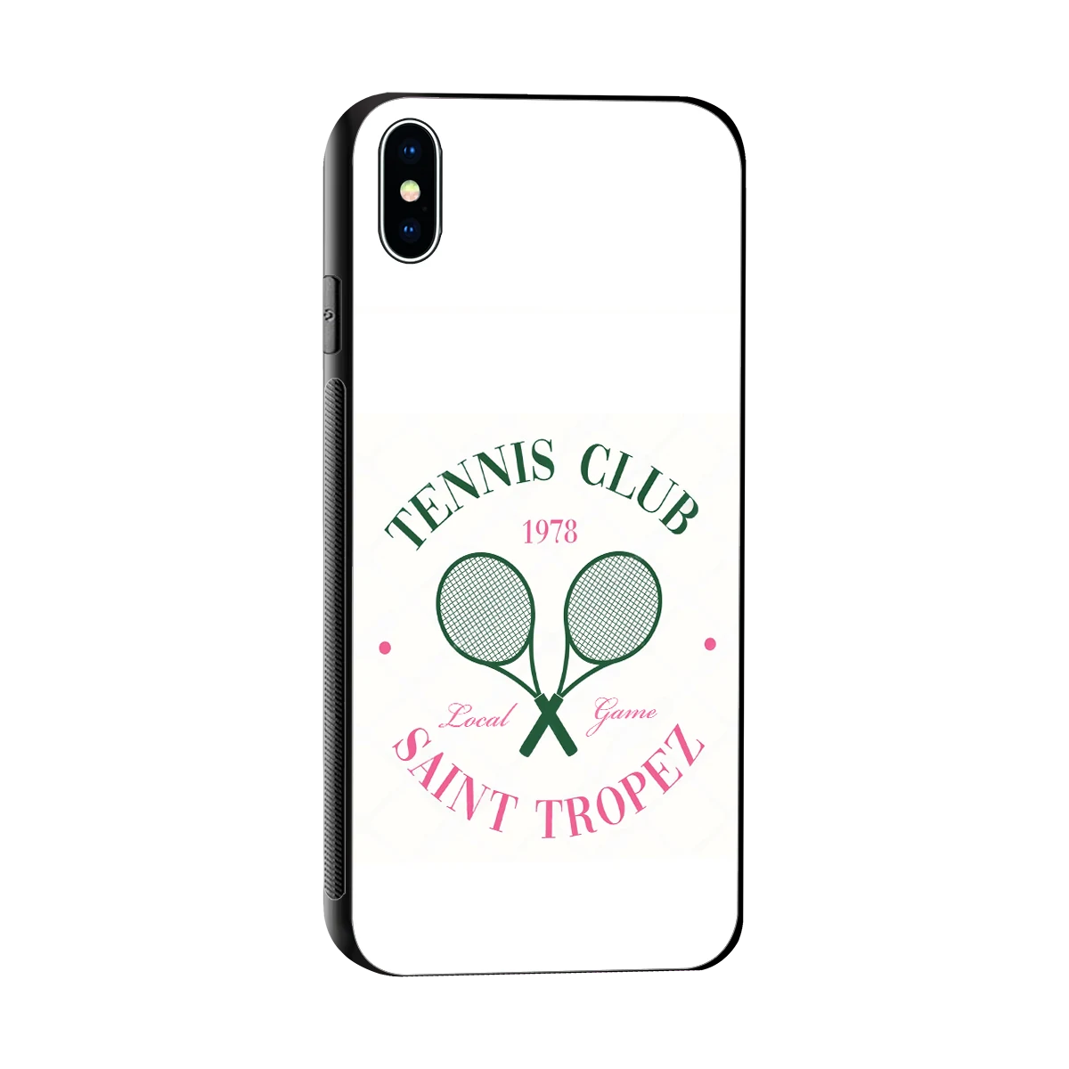 Tennis Club sleek iphone xs max cover with tempered glass back and TPU edges