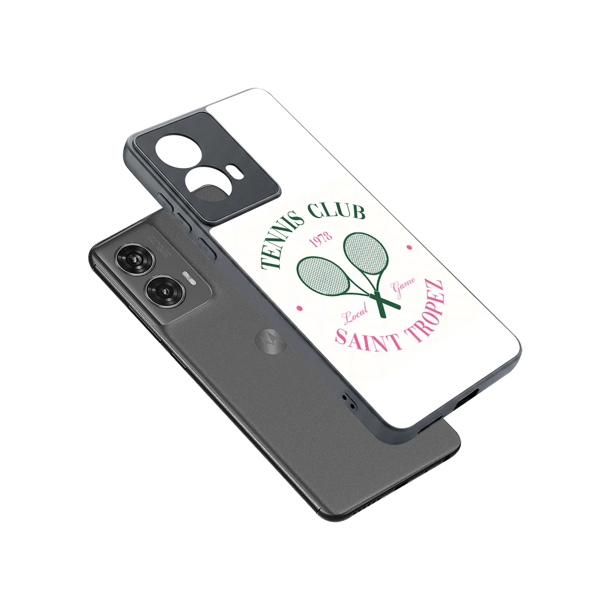 Tennis Club sleek motorola edge 50 fusion cover with tempered glass back and TPU edges