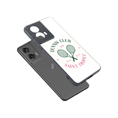 Tennis Club sleek motorola edge 50 fusion cover with tempered glass back and TPU edges