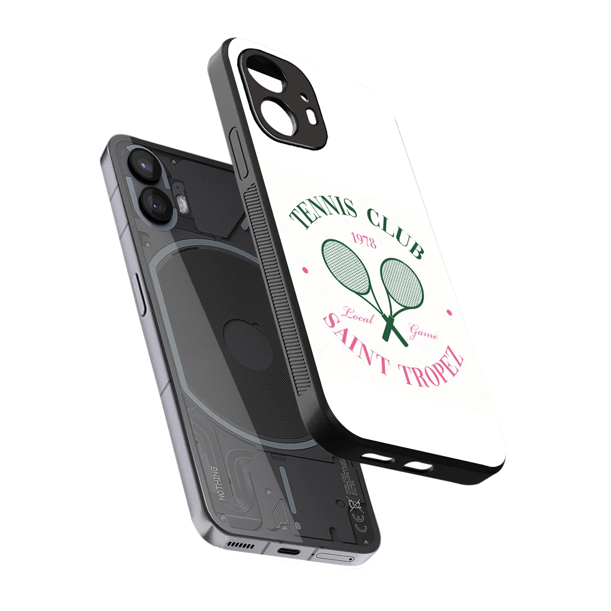 Tennis Club sleek nothing phone 2 cover with tempered glass back and TPU edges