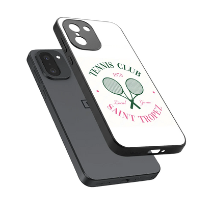 Tennis Club sleek oneplus 15r cover with tempered glass back and TPU edges
