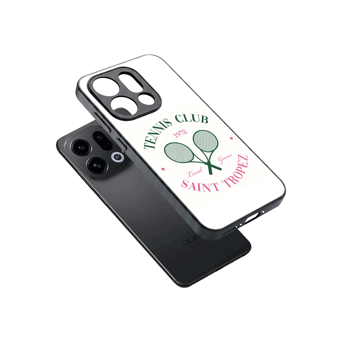 Tennis Club sleek oppo find x9 cover with tempered glass back and TPU edges