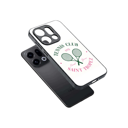 Tennis Club sleek oppo find x9 cover with tempered glass back and TPU edges