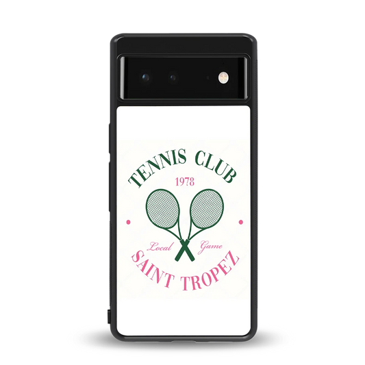 Tennis Club back phone cover | glass case for google pixel 6a