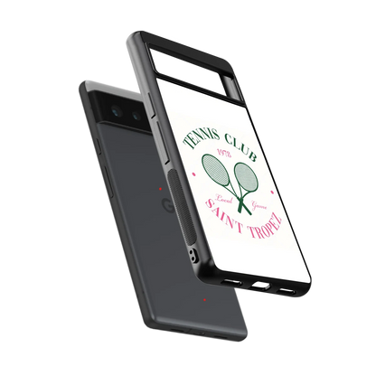 Tennis Club sleek google pixel 6 cover with tempered glass back and TPU edges
