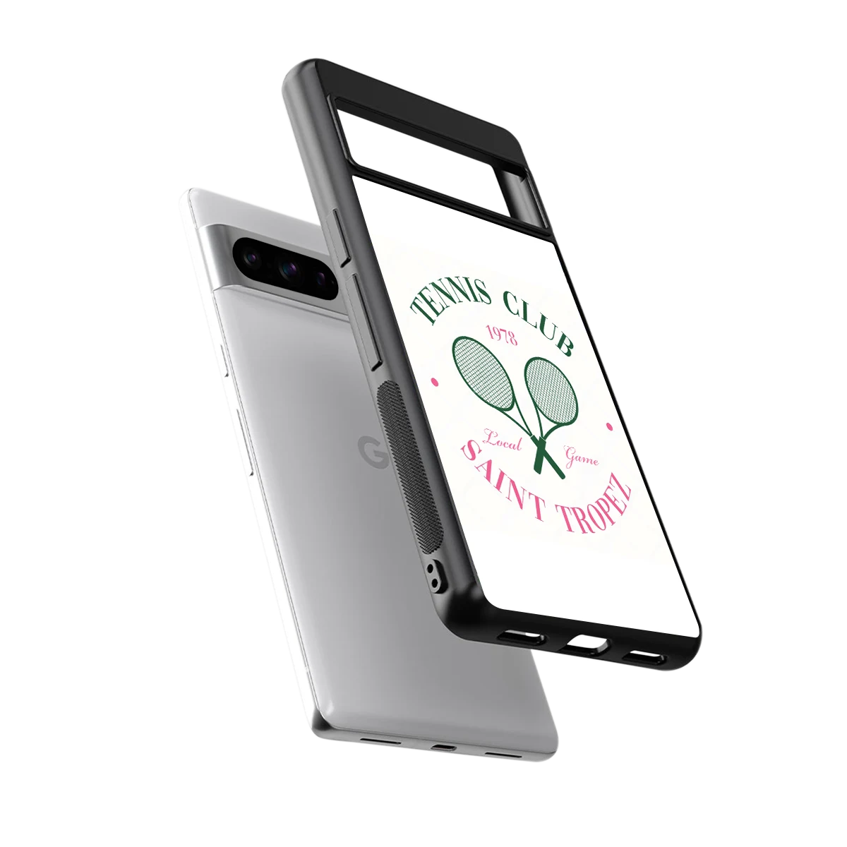 Tennis Club sleek google pixel 8 pro cover with tempered glass back and TPU edges