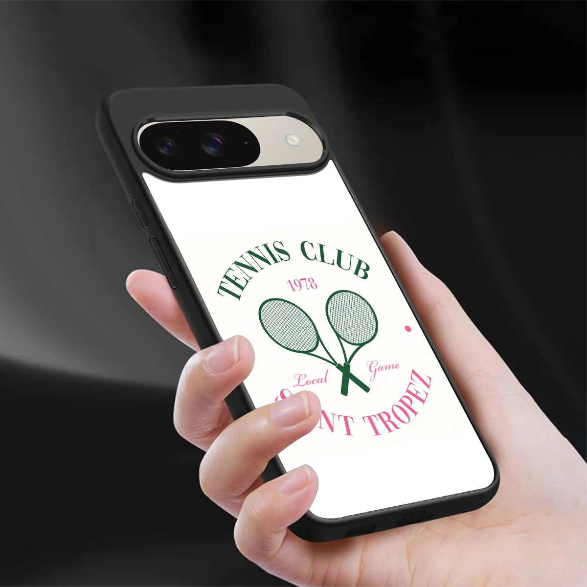 Tennis Club sleek google pixel 9 cover with tempered glass back and TPU edges