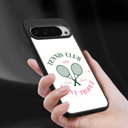 Tennis Club sleek google pixel 9 pro cover with tempered glass back and TPU edges