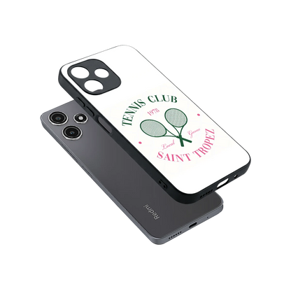 Tennis Club sleek redmi 12 5g cover with tempered glass back and TPU edges