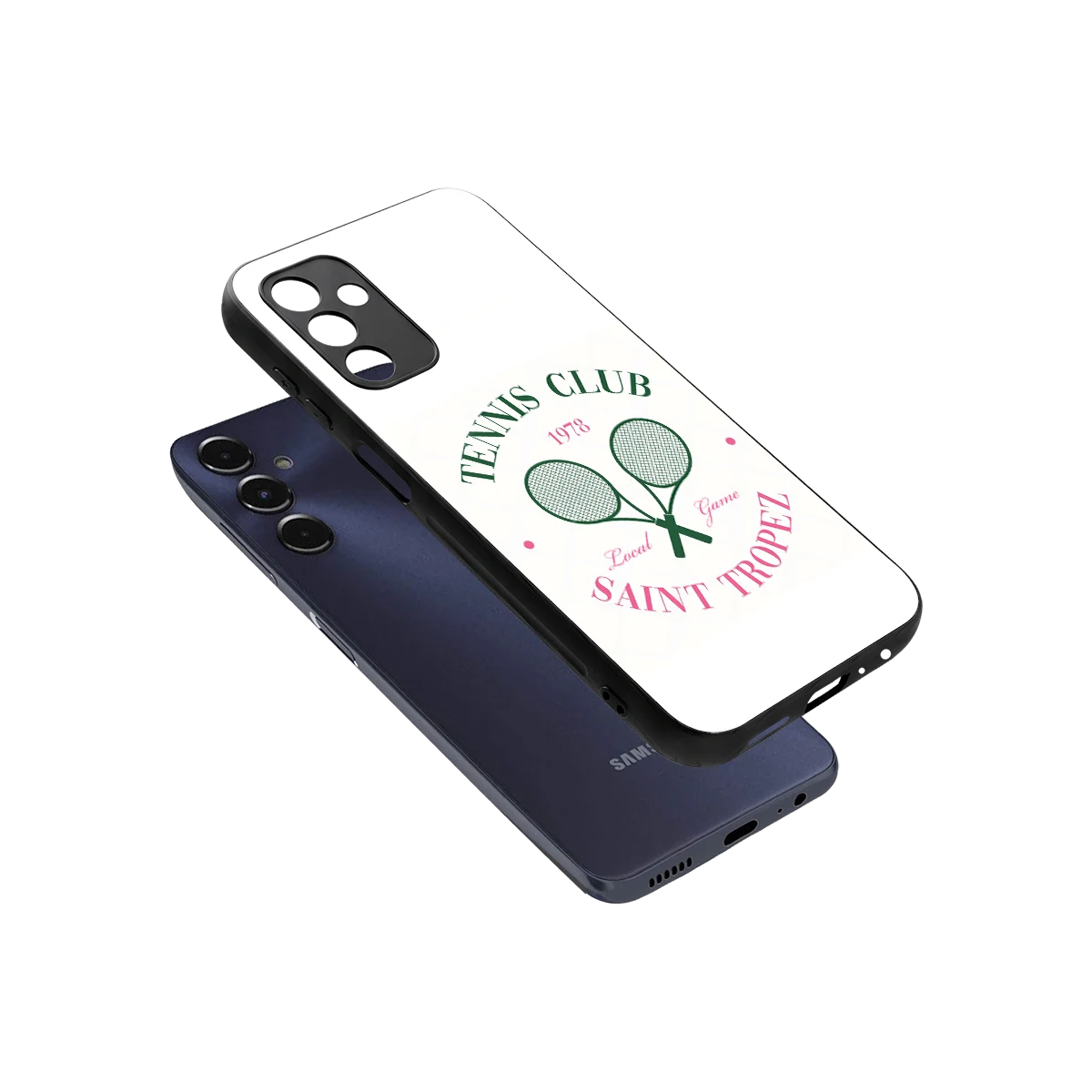 Tennis Club sleek samsung galaxy m14 5g cover with tempered glass back and TPU edges