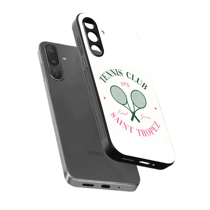 Tennis Club sleek samsung galaxy m36 5g cover with tempered glass back and TPU edges