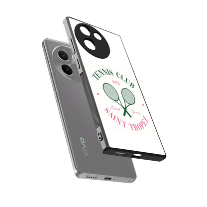 Tennis Club sleek vivo v30e cover with tempered glass back and TPU edges