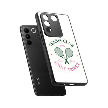 Tennis Club sleek vivo v27 5g cover with tempered glass back and TPU edges