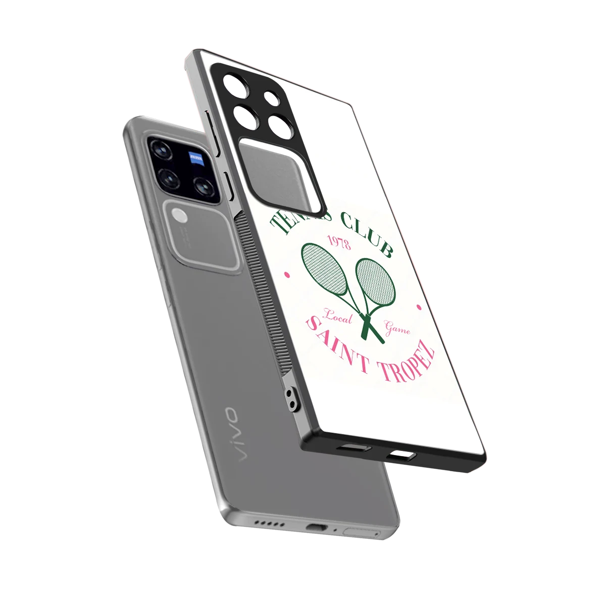 Tennis Club sleekvivo v30 pro cover with tempered glass back and TPU edges