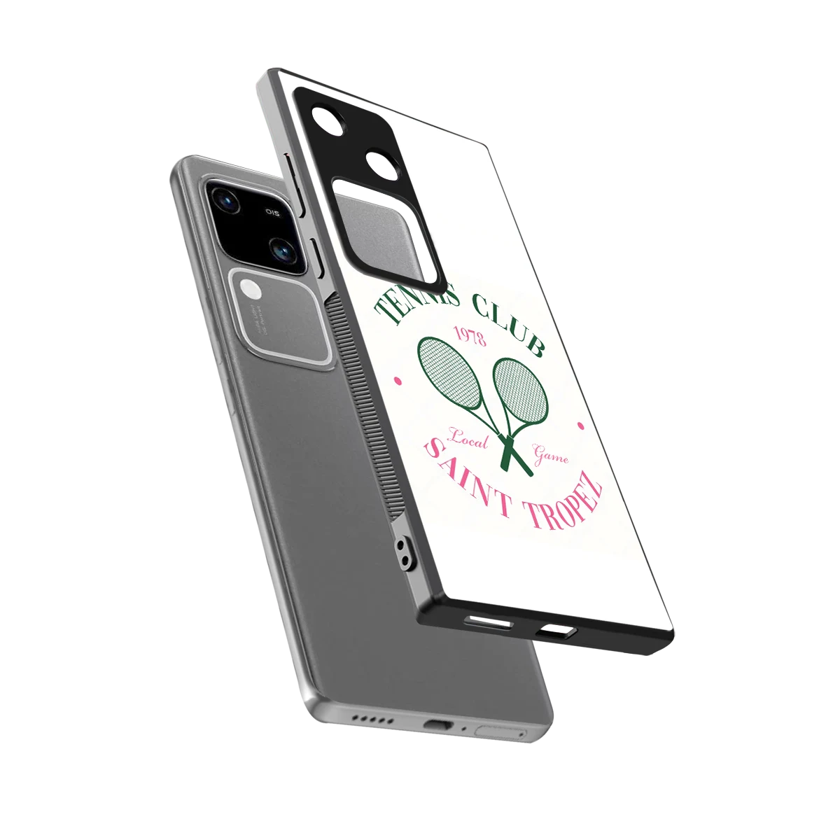 Tennis Club sleek vivo v30 cover with tempered glass back and TPU edges