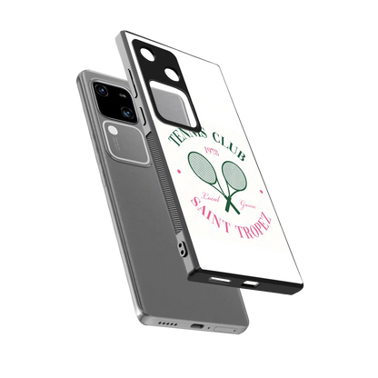 Tennis Club sleek vivo v30 cover with tempered glass back and TPU edges
