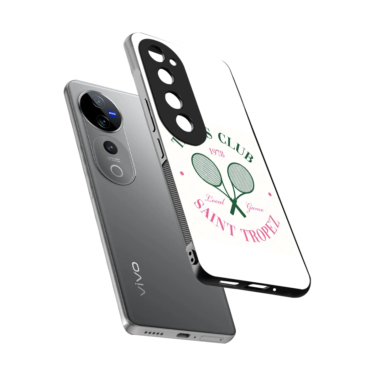 Tennis Club sleek vivo v40 pro cover with tempered glass back and TPU edges