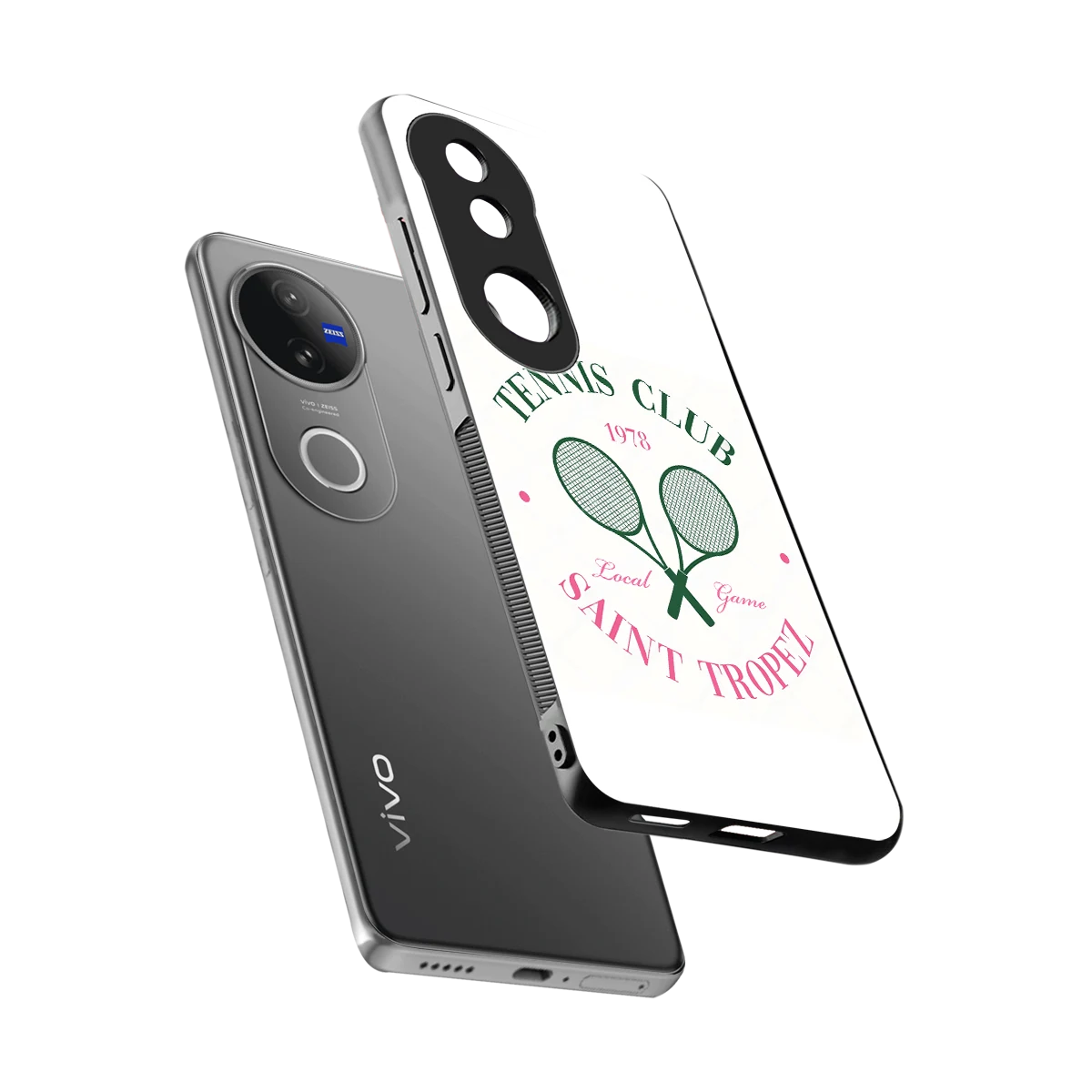 Tennis Club sleek vivo v50 cover with tempered glass back and TPU edges