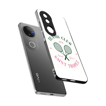 Tennis Club sleek vivo v50 cover with tempered glass back and TPU edges