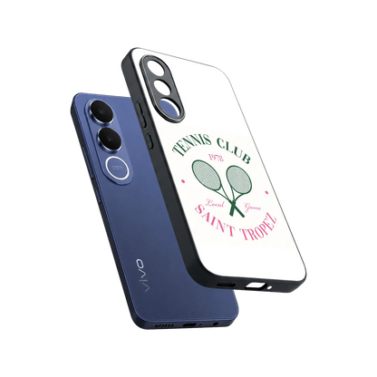 Tennis Club sleek vivo v70 fe cover with tempered glass back and TPU edges