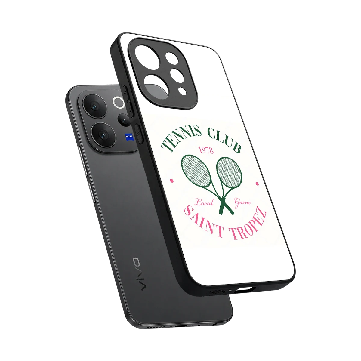Tennis Club sleek vivo v70 elite cover with tempered glass back and TPU edges