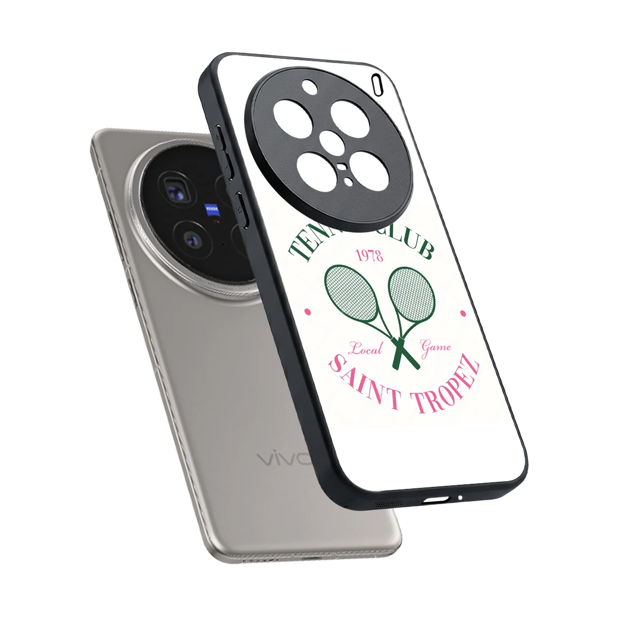 Tennis Club sleek vivo x200 pro cover with tempered glass back and TPU edges