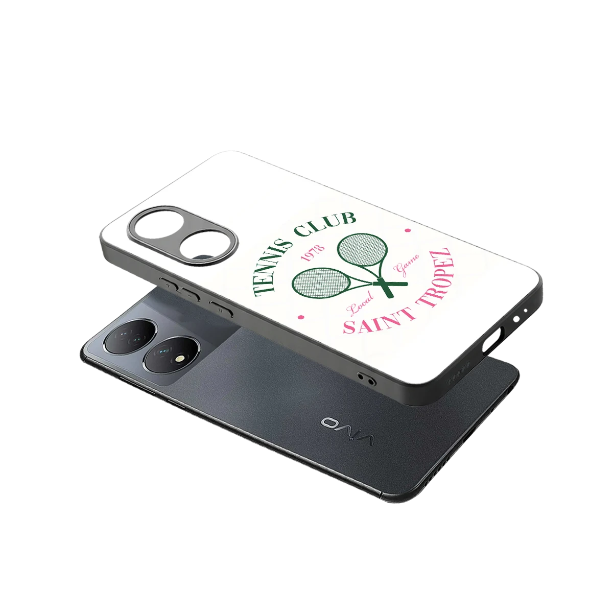 Tennis Club sleek Vivo-y100 cover with tempered glass back and TPU edges