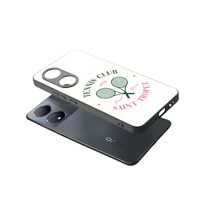 Tennis Club sleek Vivo-y100 cover with tempered glass back and TPU edges