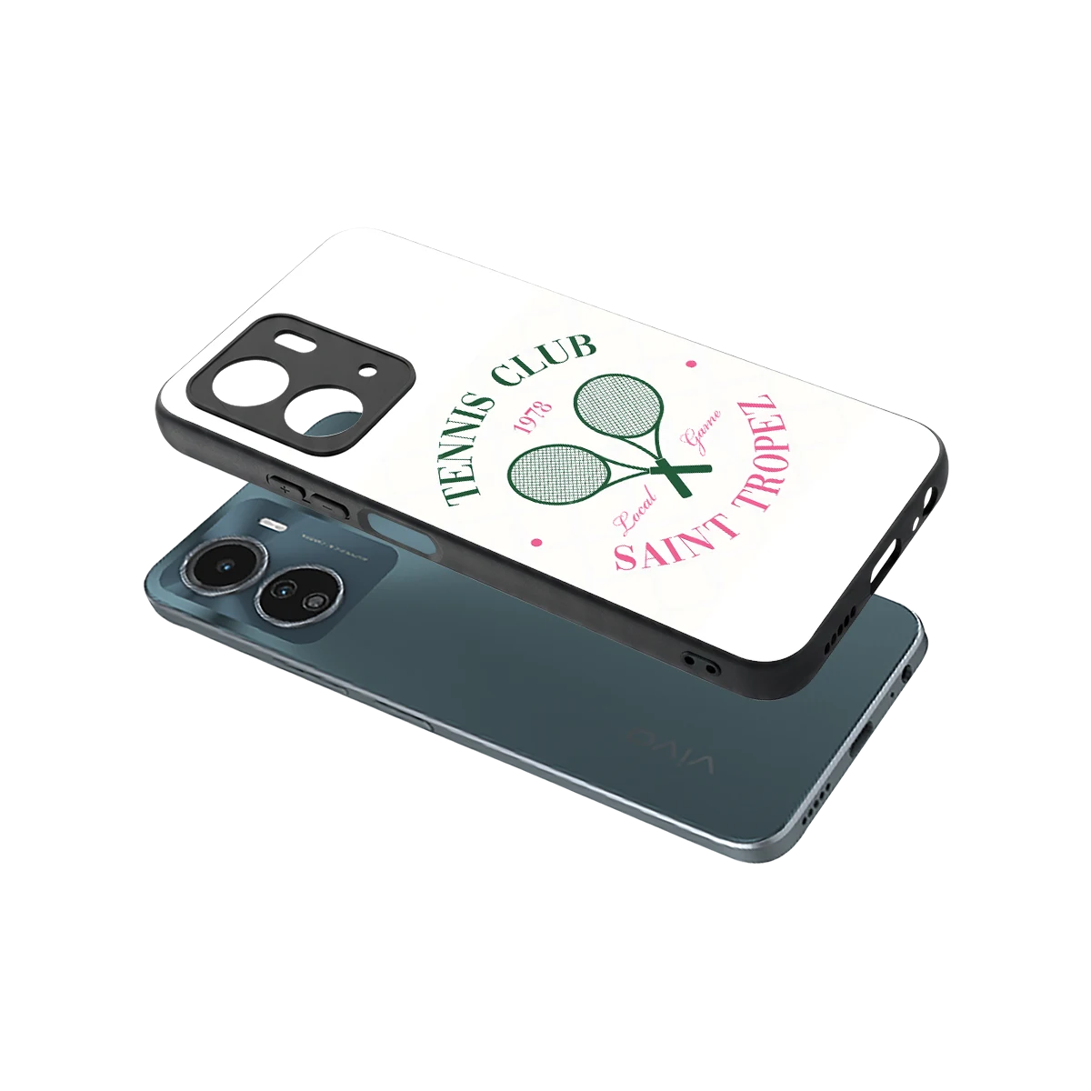Tennis Club sleek vivo y16 cover with tempered glass back and TPU edges