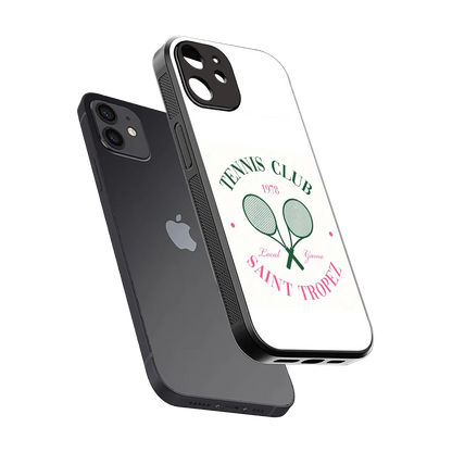 Tennis Club sleek iphone 12 cover with tempered glass back and TPU edges