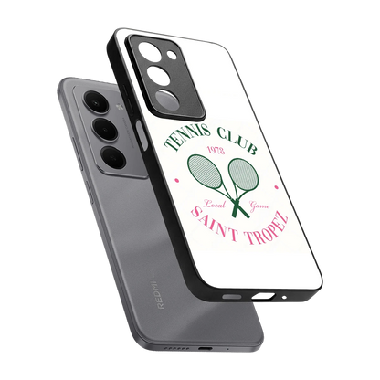 Tennis Club sleek redmi 15 5g cover with tempered glass back and TPU edges