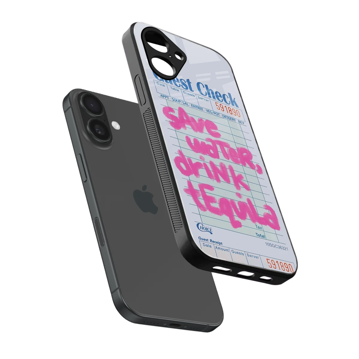 Tequila Tales sleek iPhone 16 cover with tempered glass back and TPU edges